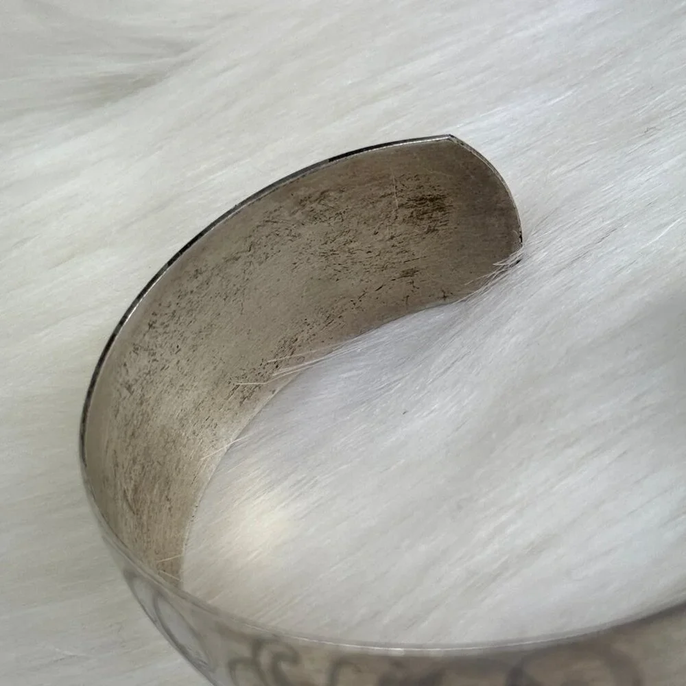Monogrammed Silver Tone Cuff Bracelet